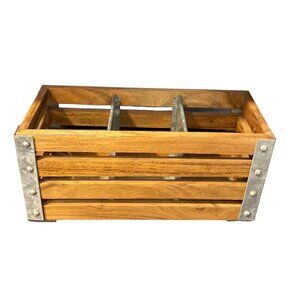Wooden  Utensil Caddy  Crate with 3 Sections New WithOut Tags!‎